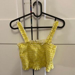 Ruffle yellow plaid tank top